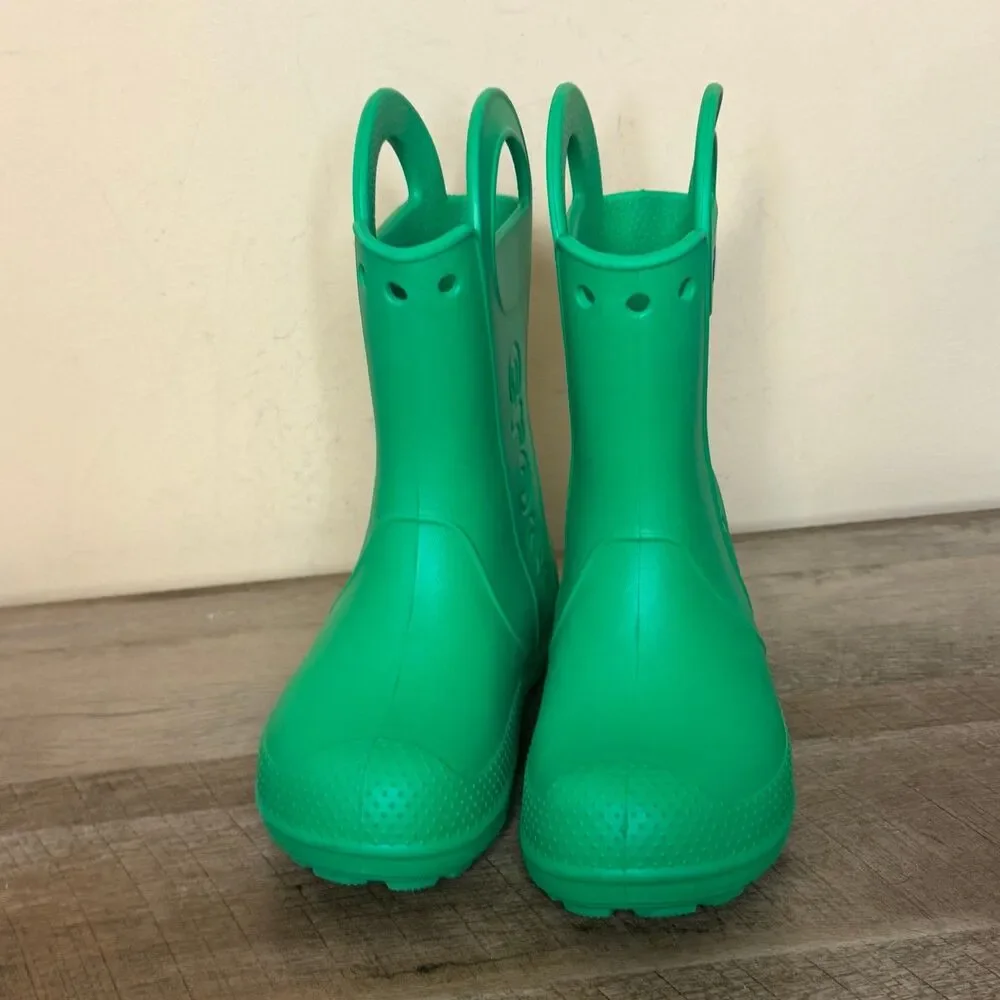 Crocs Kids Handle It Rain Boots Green Waterproof Size Youth 1 shoes
